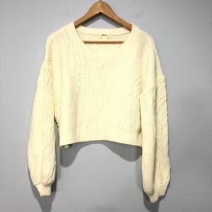 Anthropologie x Maeve Cropped Long Sleeve Pullover Sweater Ivory Size M